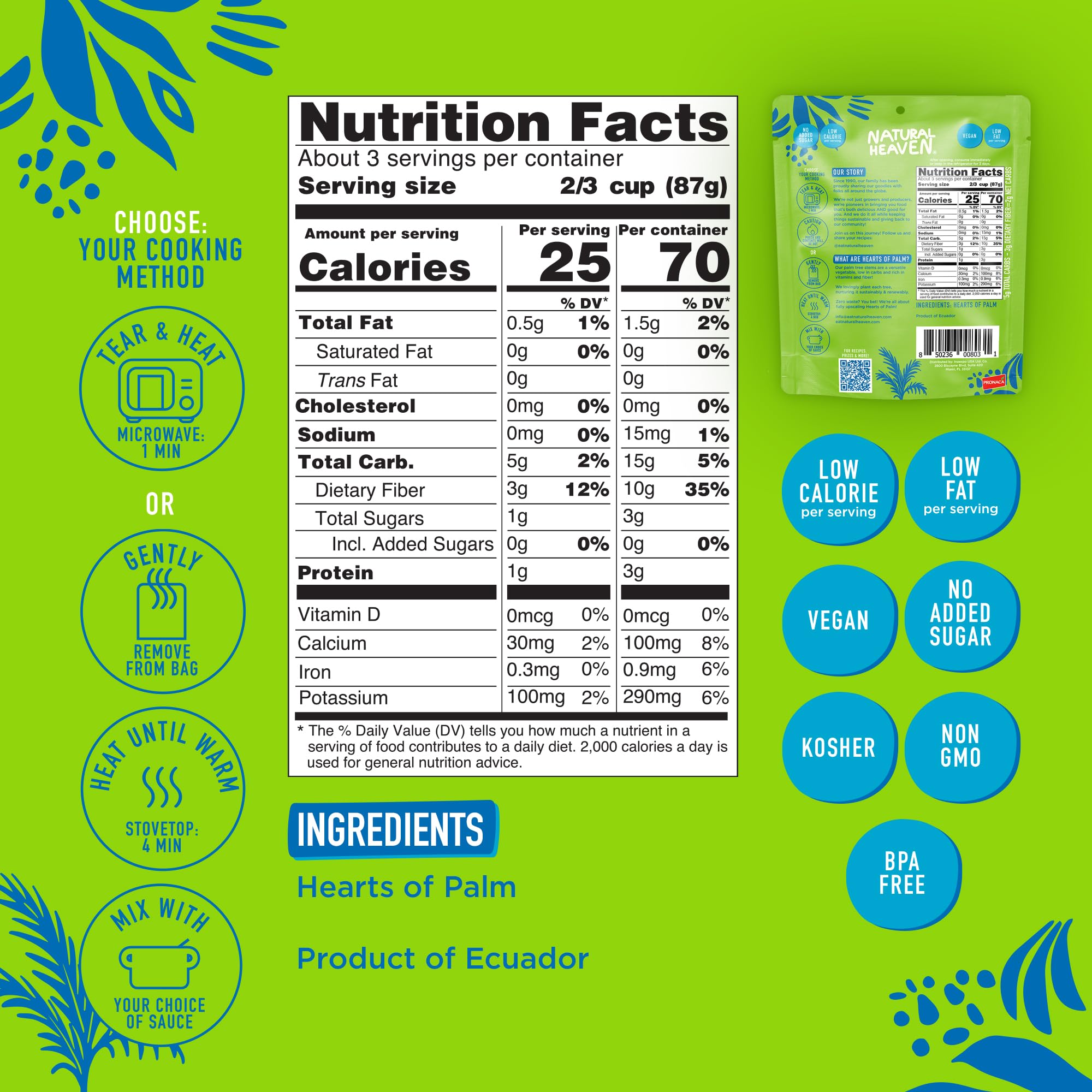 Natural Heaven spaghetti noodles microwave-ready, quick healthy meal.