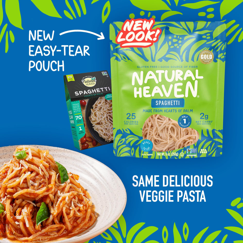 Natural Heaven spaghetti noodles on stovetop for fast dinners.