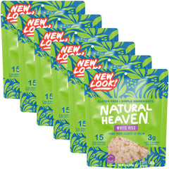 Natural Heaven white rice with hearts of palm packaging showing a 6-pack ready-to-eat option