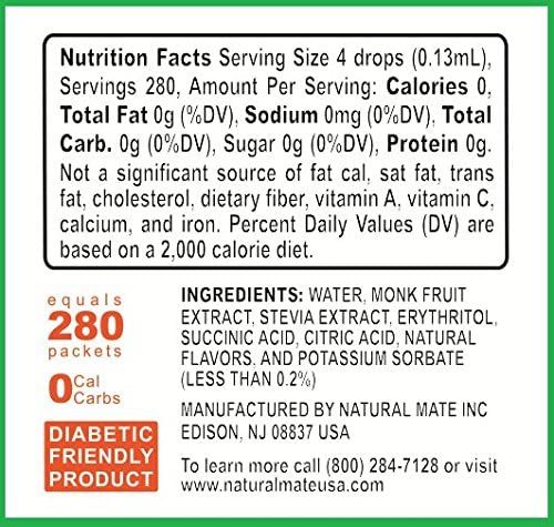 Natural Mate monk fruit liquid sweetener drops poured into coffee for flavor