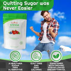 Natural Mate stevia-erythritol granules closeup showing smooth sweetness.