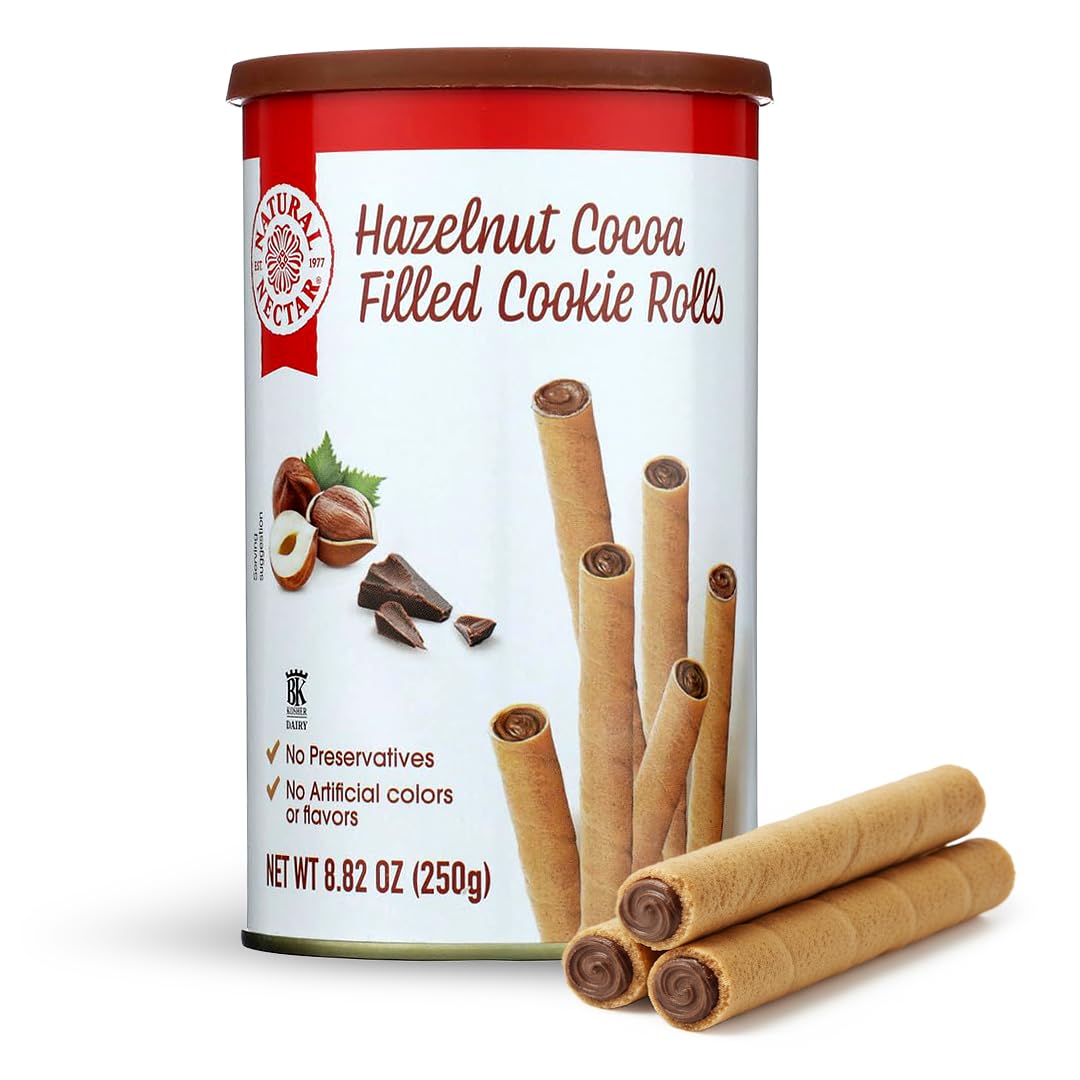 Natural Nectar chocolate hazelnut cookie rolls crisp for a satisfying crunch.