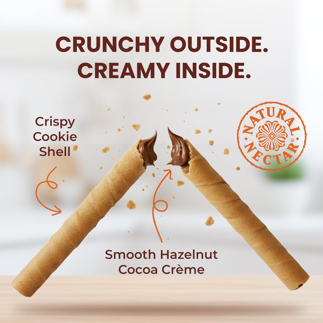 Natural Nectar cookie rolls dessert topping with hazelnut flavor for treats.