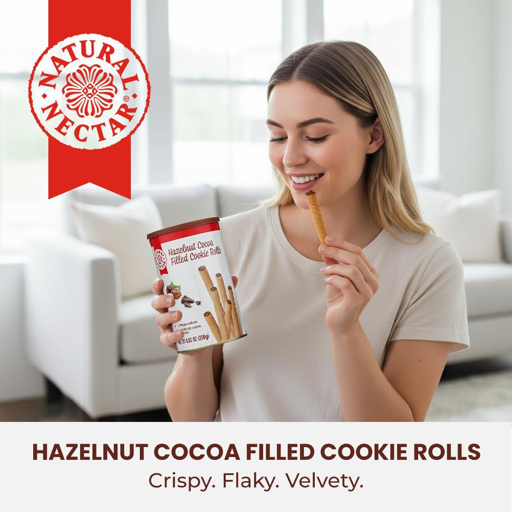 Natural Nectar cookie rolls resealable can preserves freshness and crunch.