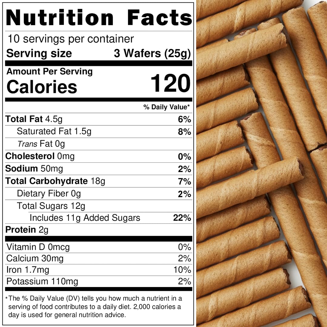 Natural Nectar hazelnut creme filled wafers ideal with coffee or tea.