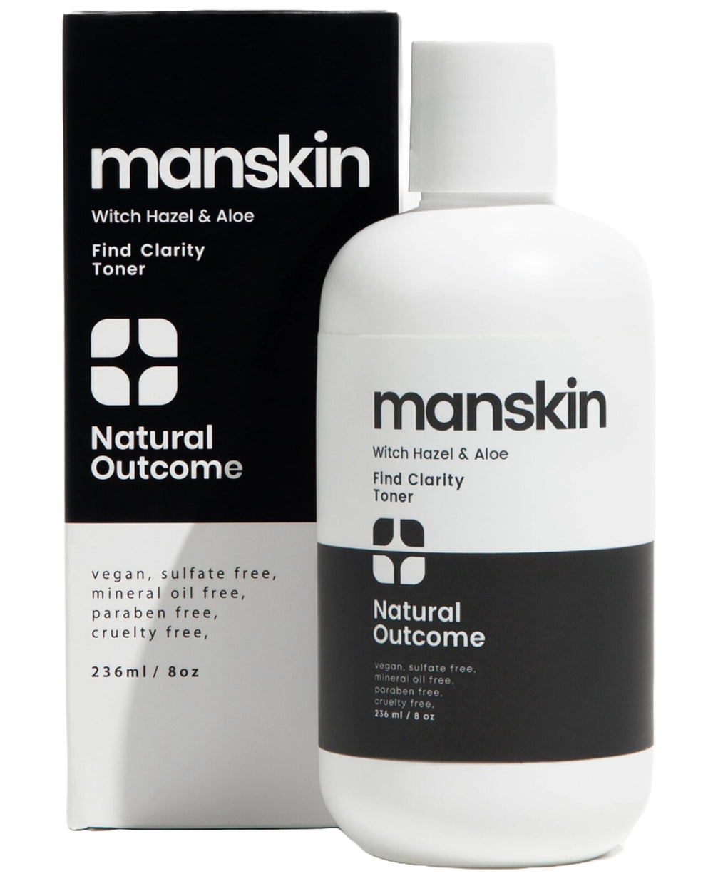 Natural Outcome Man Skin Toner bottle pour demonstrates instant hydration and pore refinement.