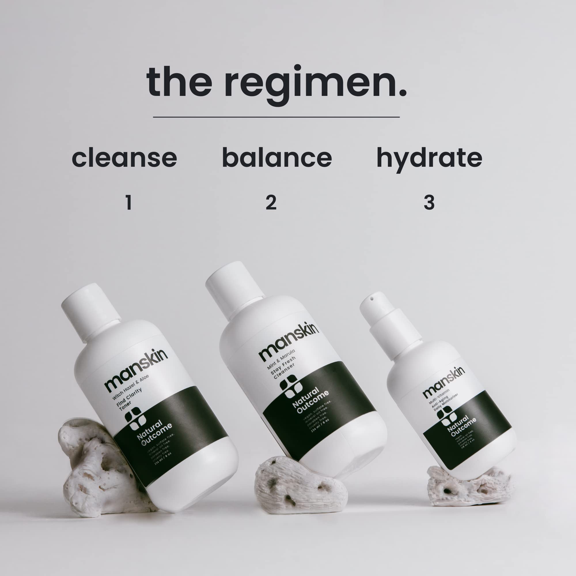 Natural Outcome Man Skin Toner applied with a cotton pad for easy daily use.