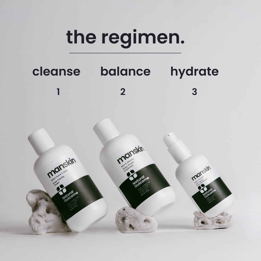 Natural Outcome Man Skin Toner applied with a cotton pad for easy daily use.