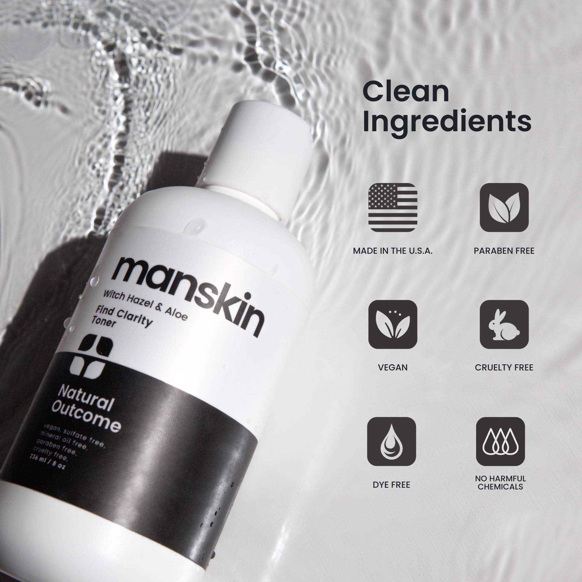 Natural Outcome Man Skin Toner with Aloe Vera hydrates while soothing the skin.