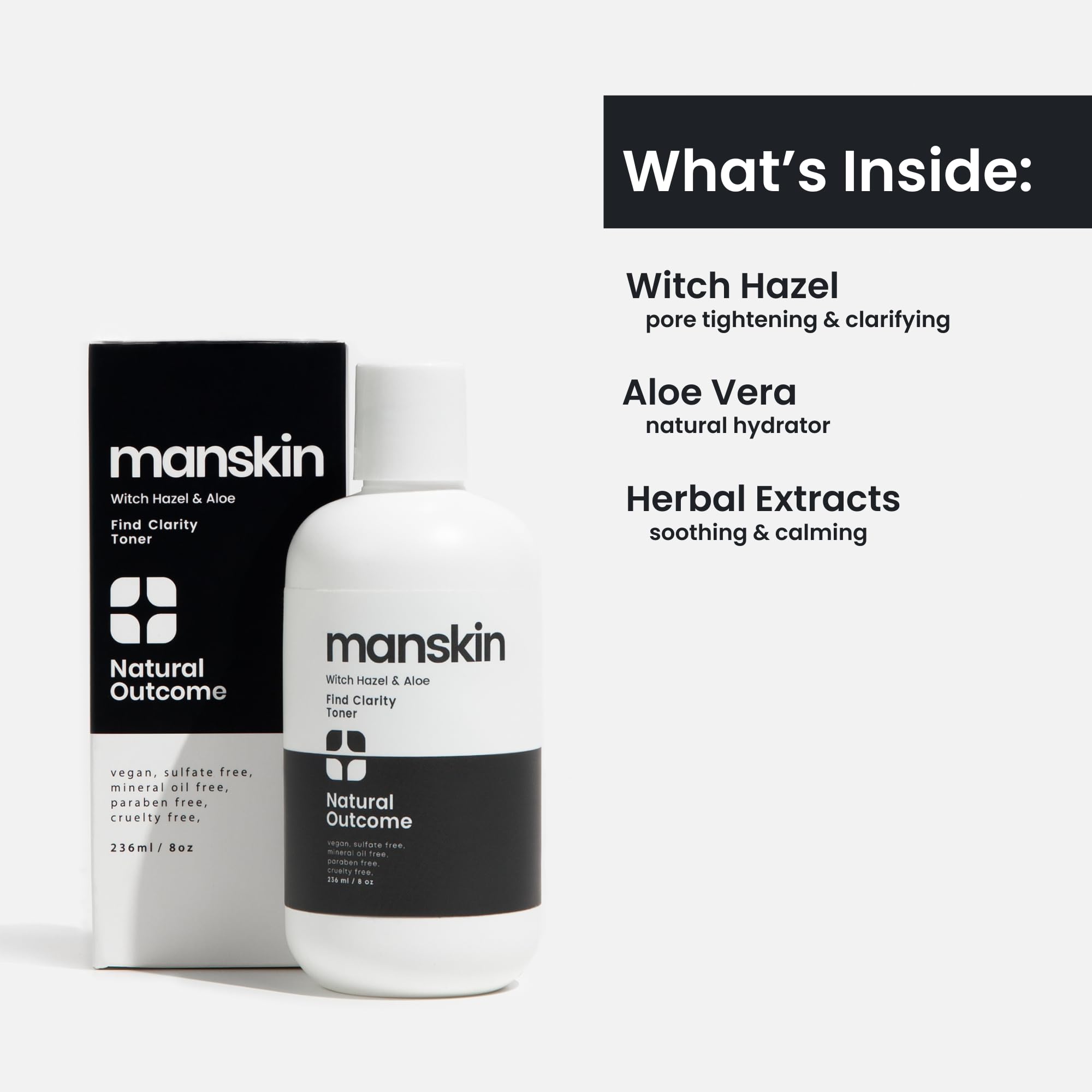 Natural Outcome Man Skin Toner lemon extract adds vitamin C for brighter tones.