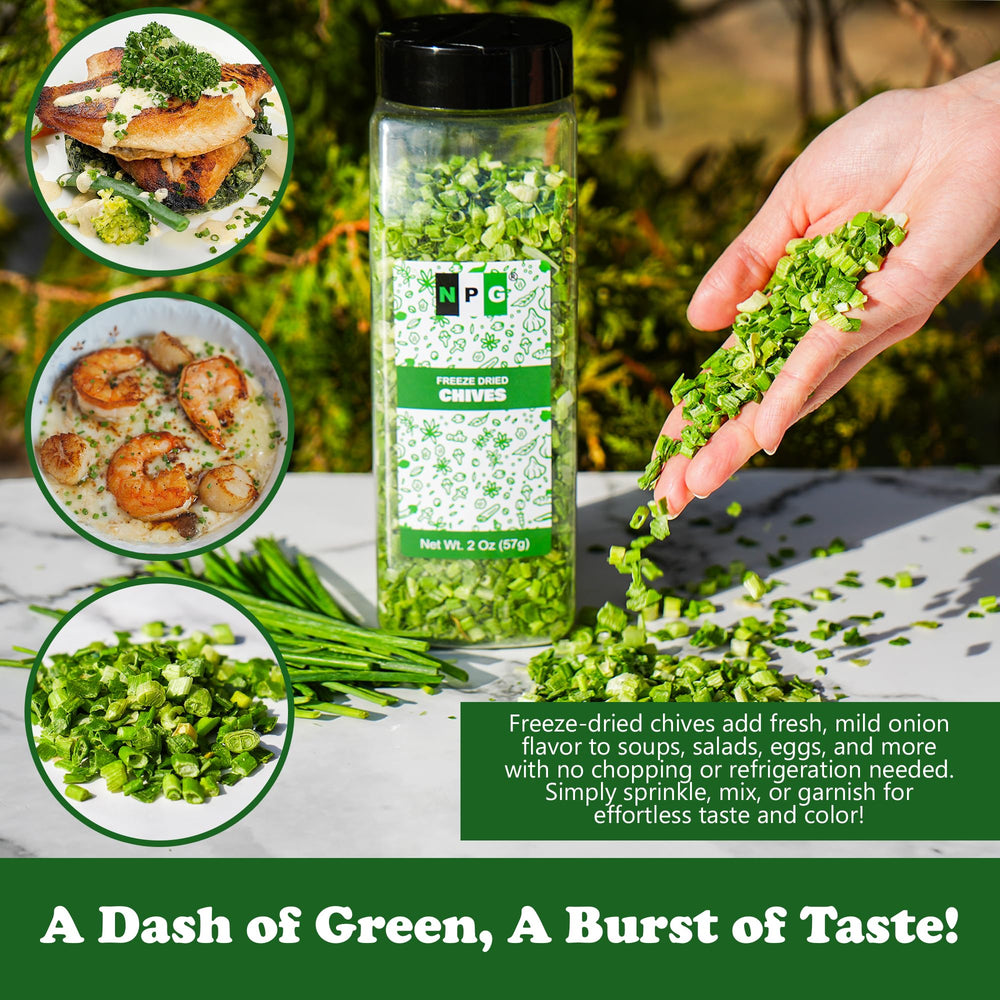 Natural Plus Green NPG chives sprinkled on ramen for aroma and onion notes