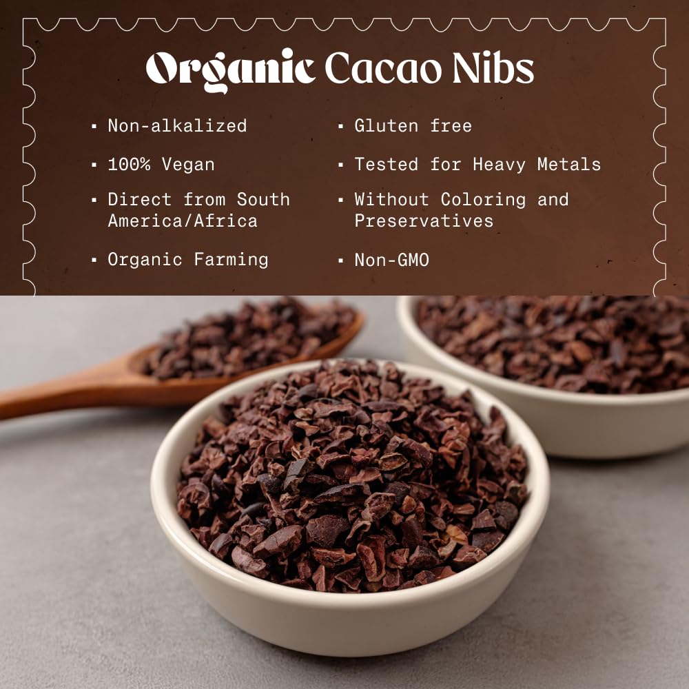 NaturaleBio cacao nibs texture close-up highlights fine cacao particles suitable for toppings.