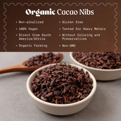 NaturaleBio cacao nibs texture close-up highlights fine cacao particles suitable for toppings.