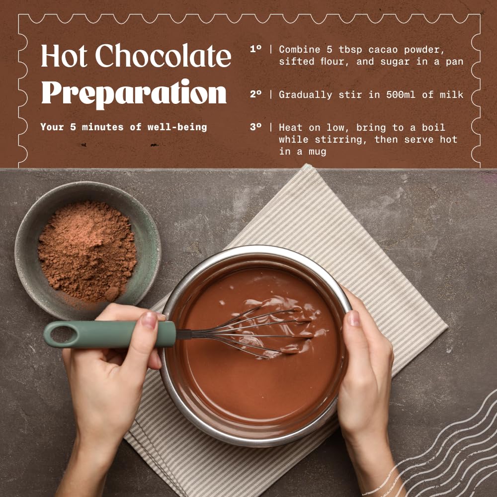NaturaleBio cacao powder cup of hot cocoa with rich aroma.