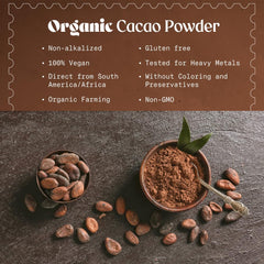 Scoop of NaturaleBio cacao powder ready for rich chocolate flavors.