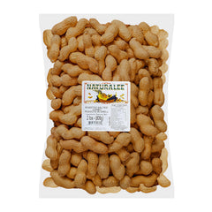 Naturalee peanuts in shell, roasted and salted, front view, crunchy protein snack