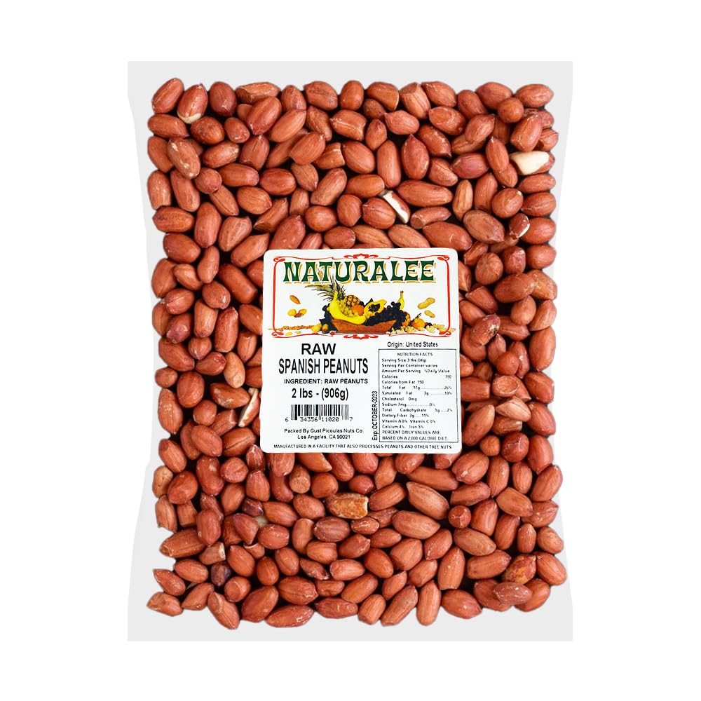 Naturalee raw Spanish Redskin peanuts - whole kernels ideal for snacking and recipe ingredients.