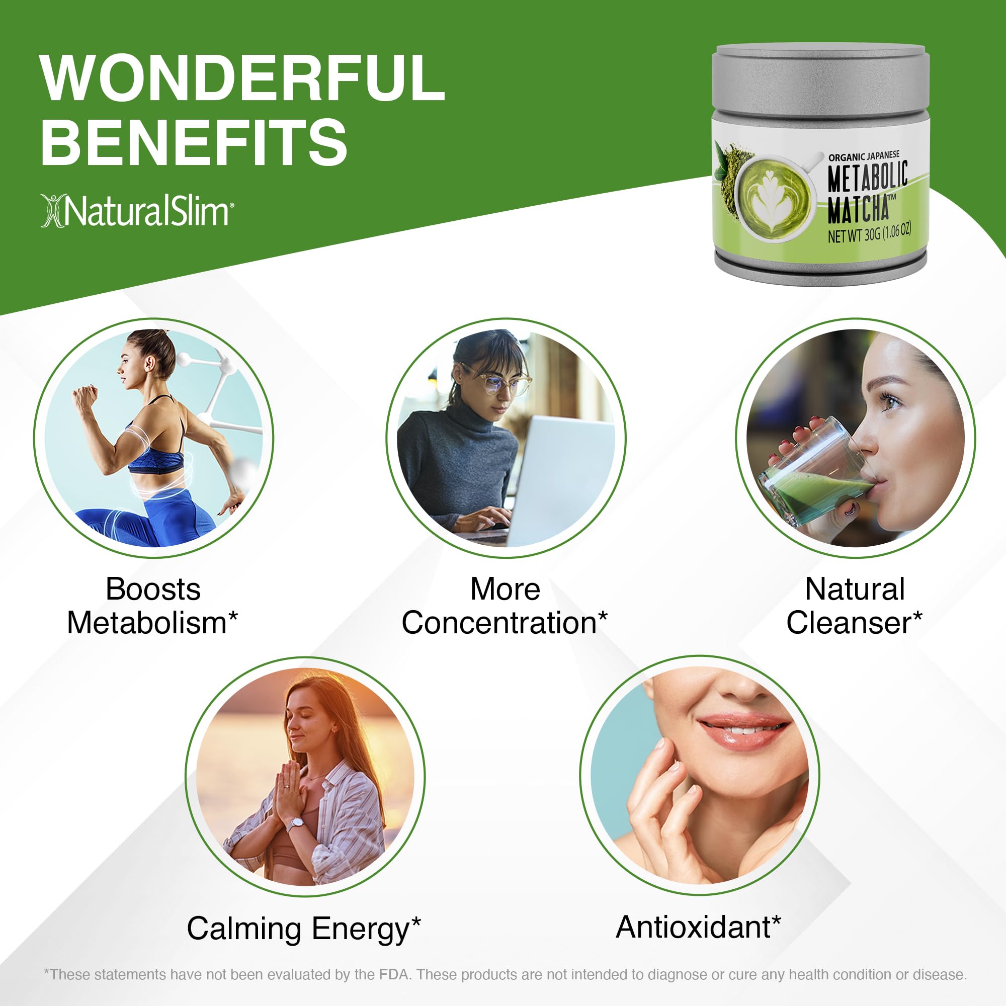 NaturalSlim Matcha latte mug demonstrating easy hot drink and calm energy