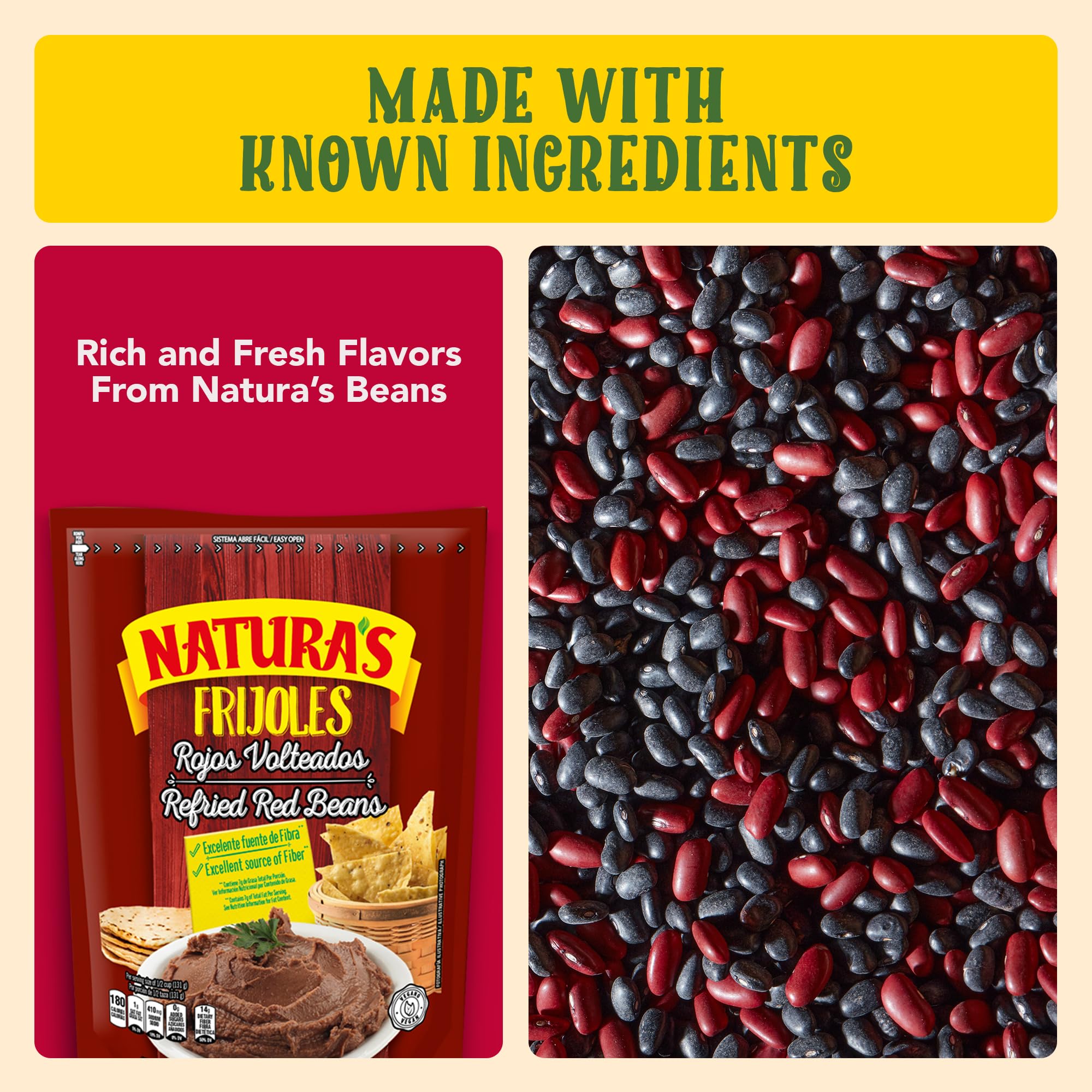 Natura's Refried Red Beans burrito assembly, creamy filling wrapped in tortilla.