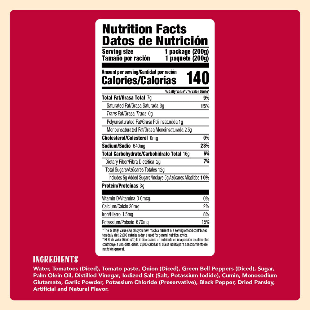 Close-up of Natura's Sofrito Criollo pouch showing tomato base for rich flavor