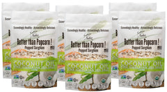 Nature Nate's popped sorghum bag highlights coconut oil and pink Himalayan salt for a gluten-free snack.