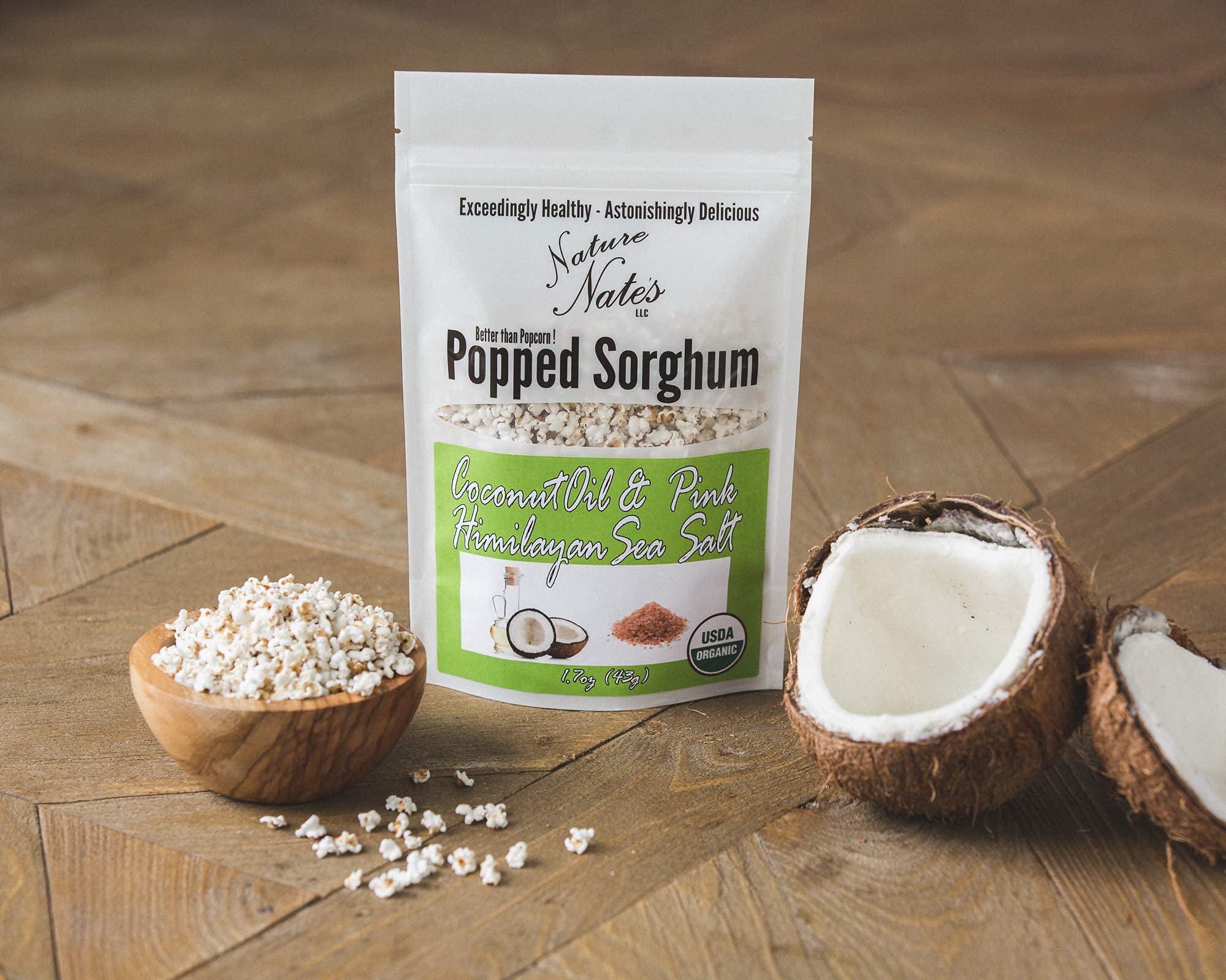 Nature Nate's USA-made snack pack display communicates quality and portability.
