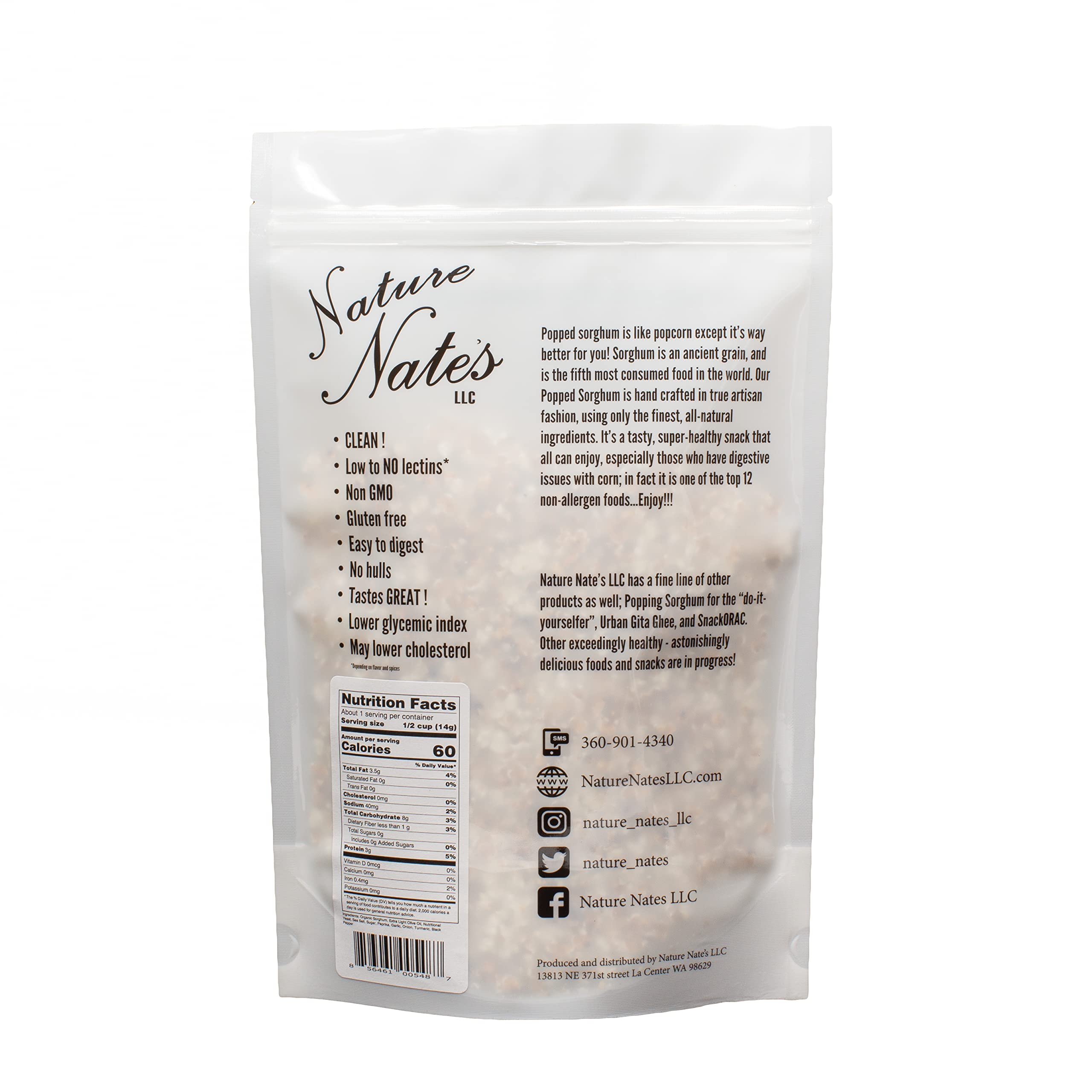 Nature Nate's Vegan Cheezy Popped Sorghum brown butter caramel bag, flavorful treat
