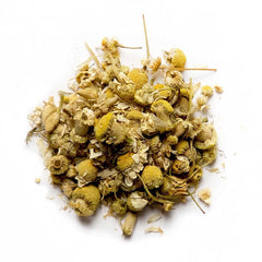 Nature Restore chamomile dried flowers – close-up of delicate blossoms ready for tea.