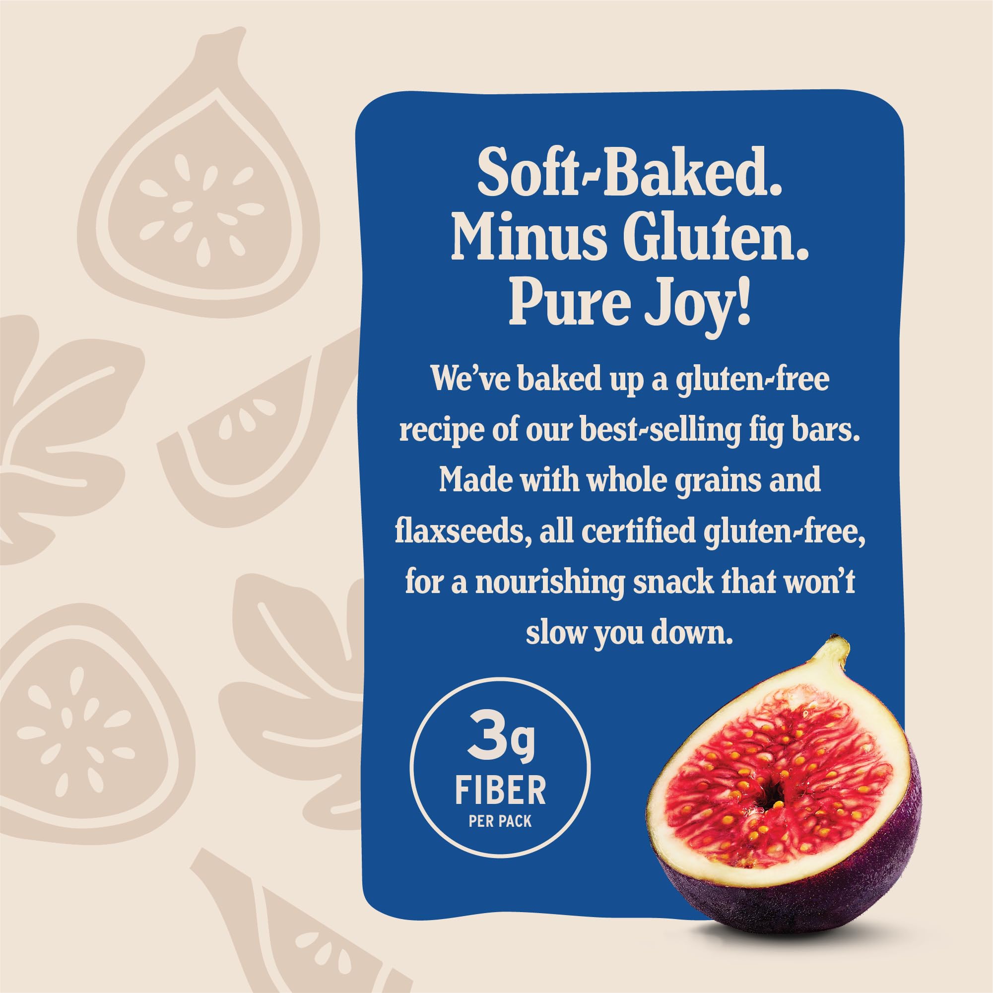 Two blueberry fig bars shown in Nature's Bakery pack