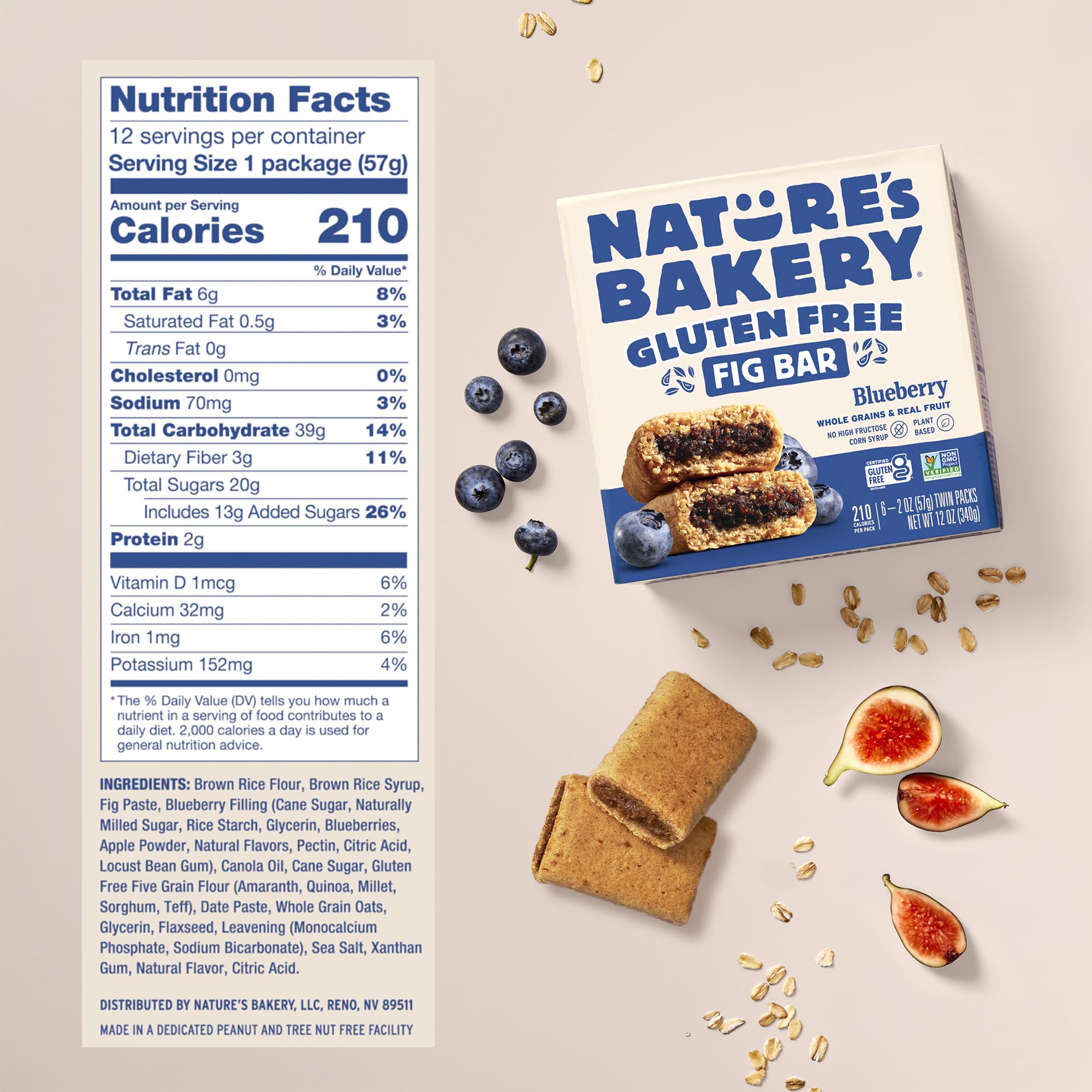 Nature's Bakery blueberry fig bars close-up, soft chewy texture