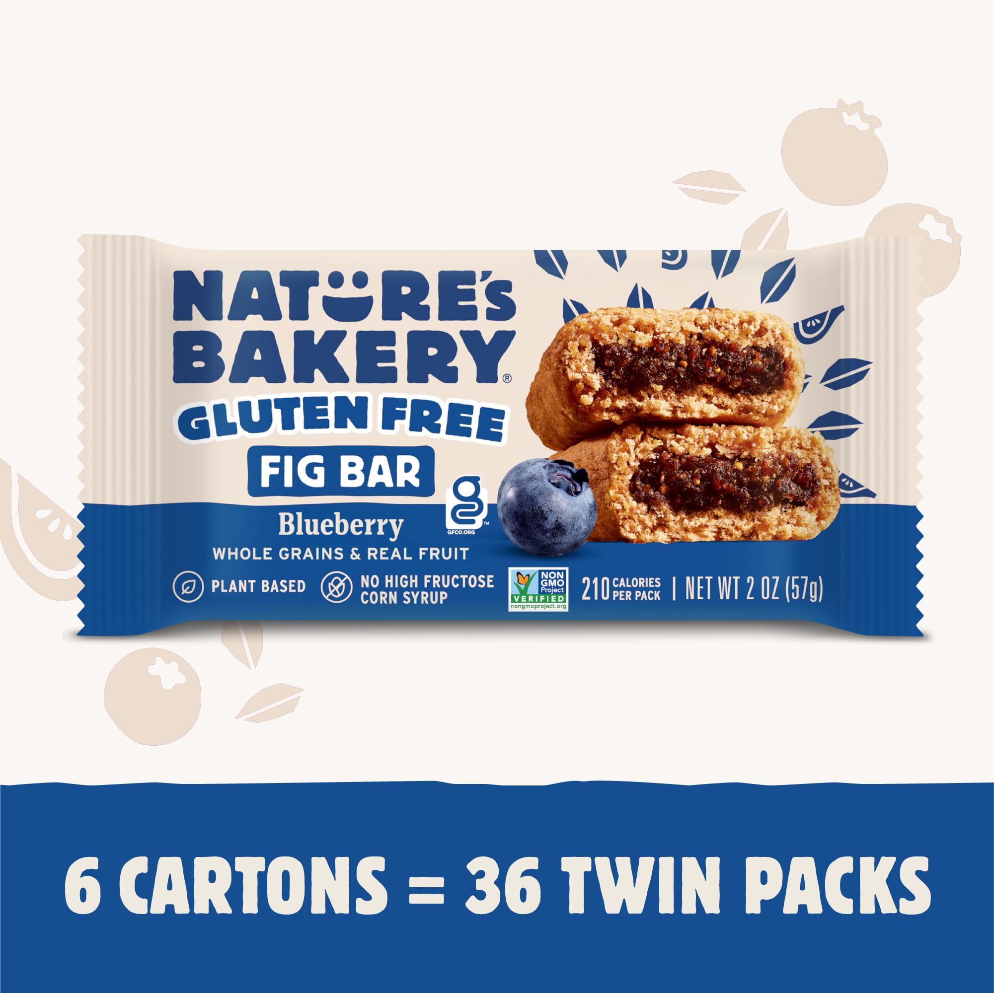 Nature's Bakery gluten free fig bars with real figs and blueberries ingredients