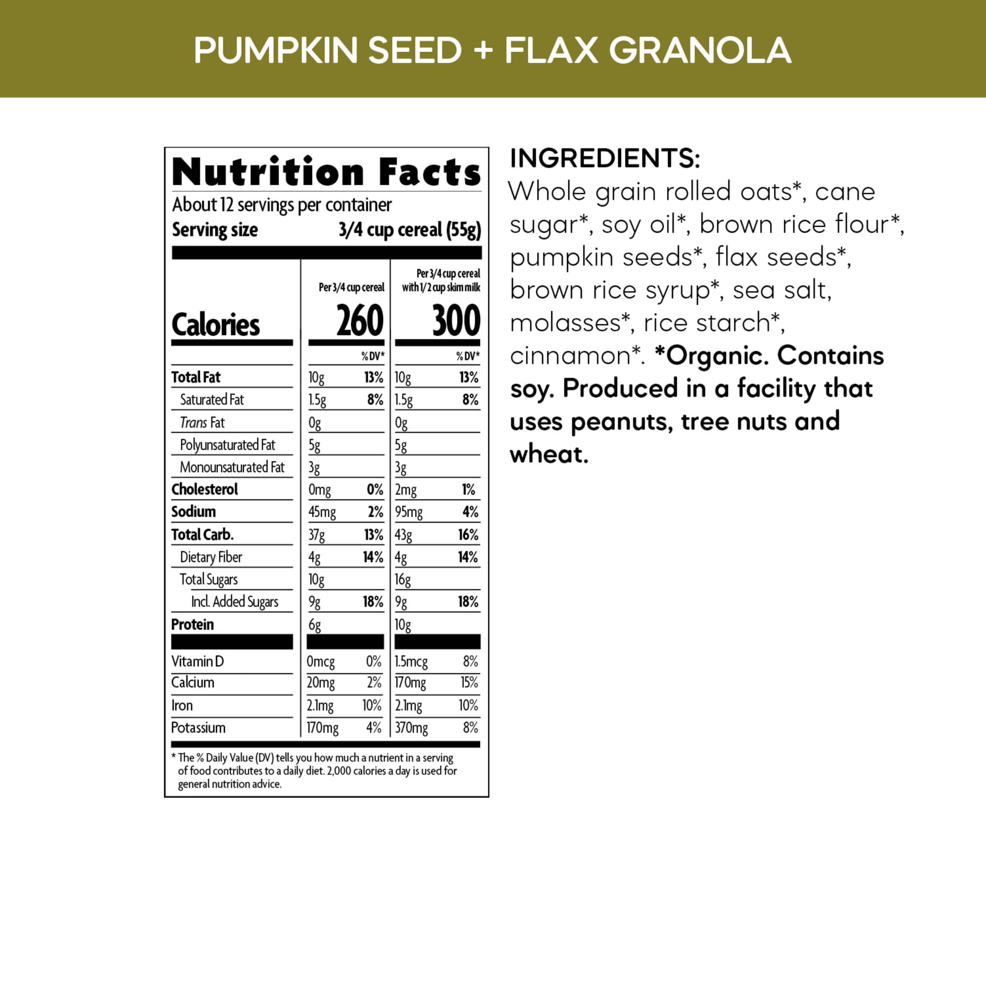 Nature's Path organic granola with pumpkin seeds ideal for on-the-go fiber