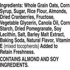 Nature Valley almonds-cranberries-pomegranate-bar close-up signals trail-ready fuel.