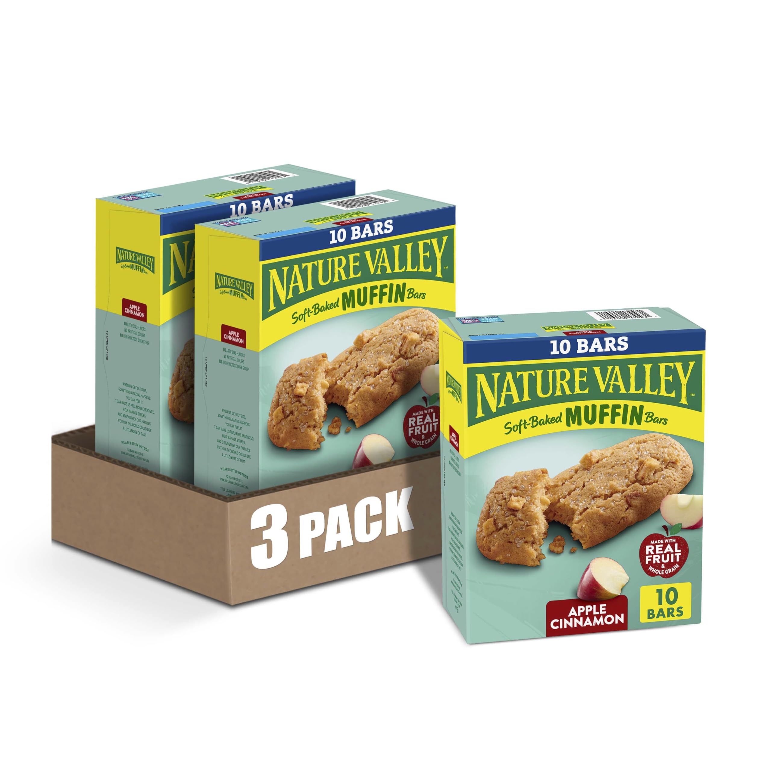 Nature Valley Apple Cinnamon Soft Baked Muffin Bar pack, convenient breakfast on the go.