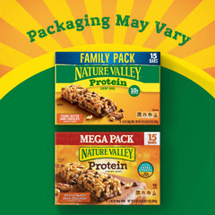 Nature Valley bar being broken open to show chewy texture