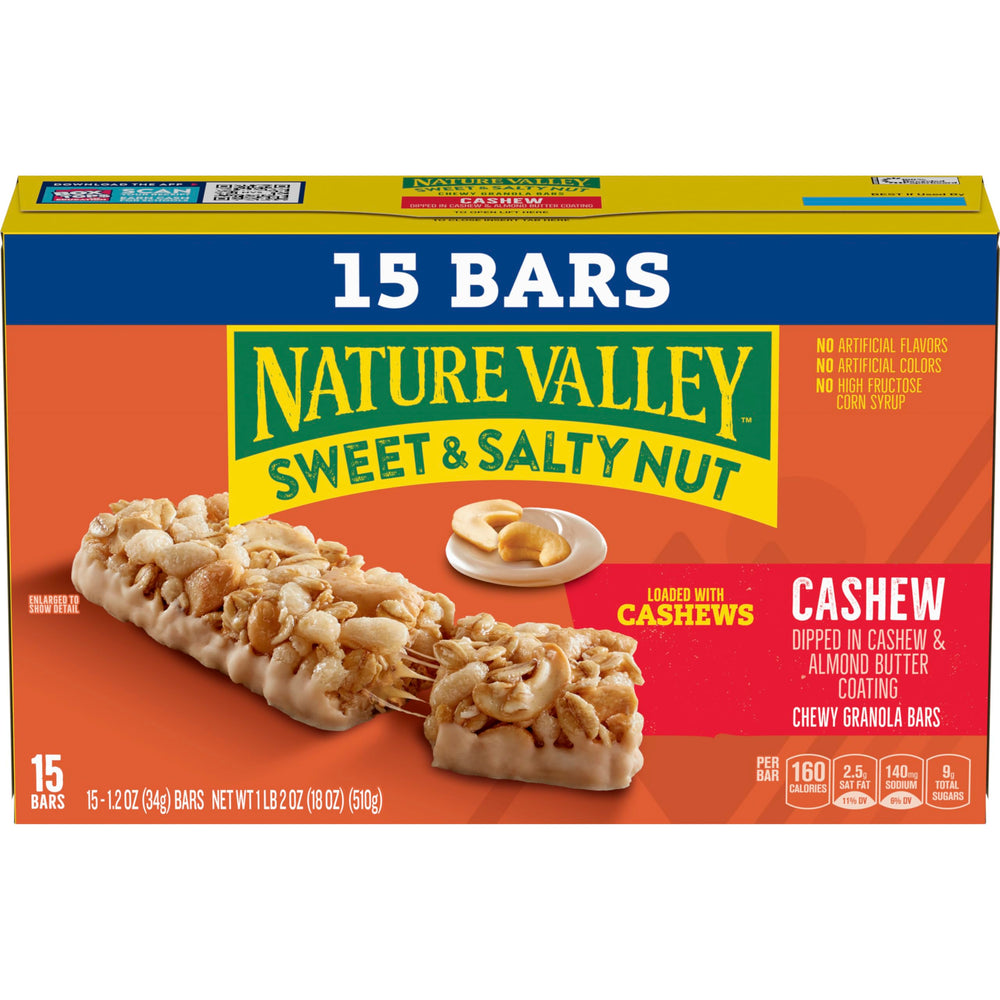 Person holding a Nature Valley bar, portable snacking on the go