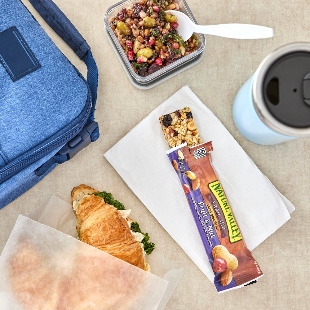 Nature Valley bar in a lunchbox demonstrates convenient, kid-friendly snacking.