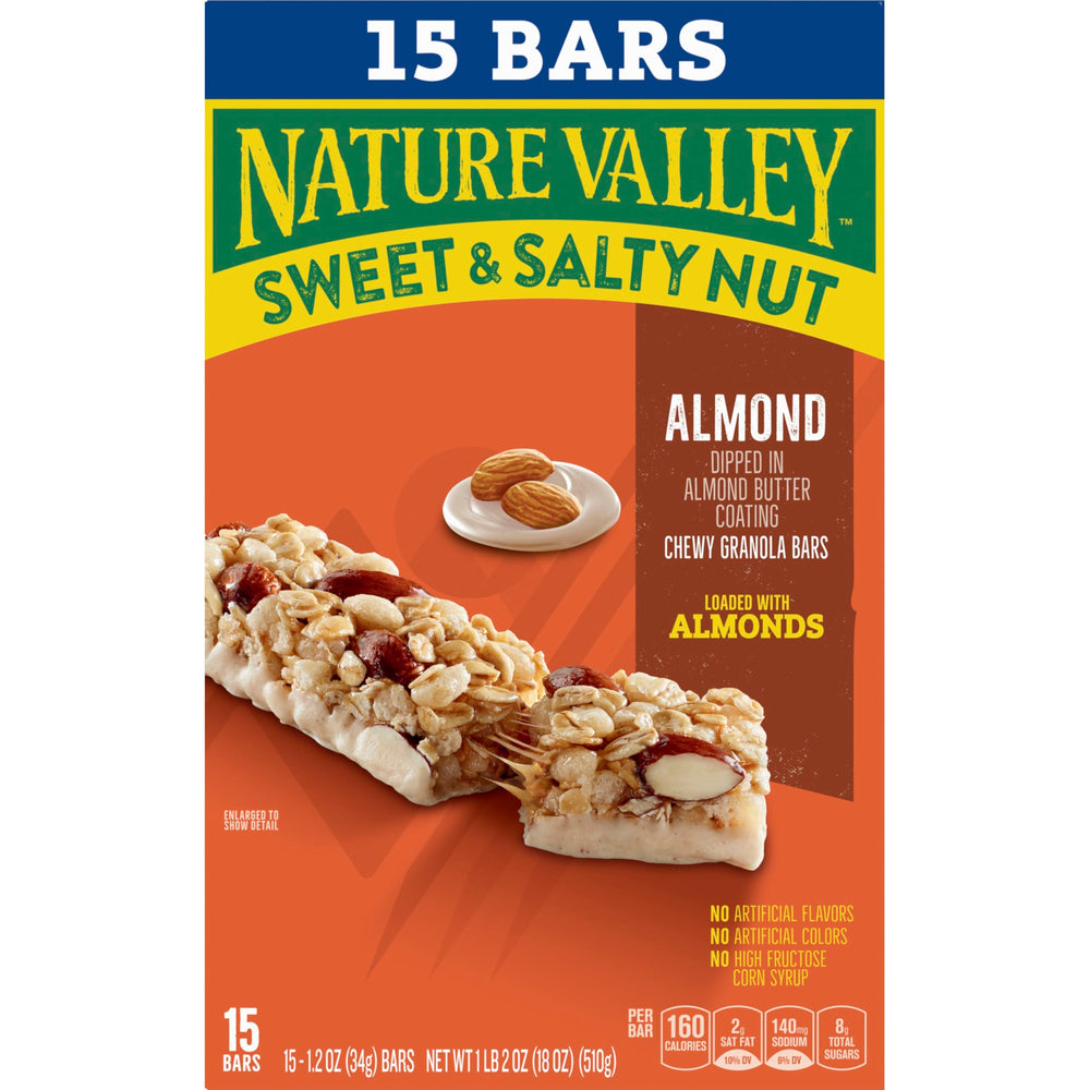 Almonds visible through bar for a hearty crunch.