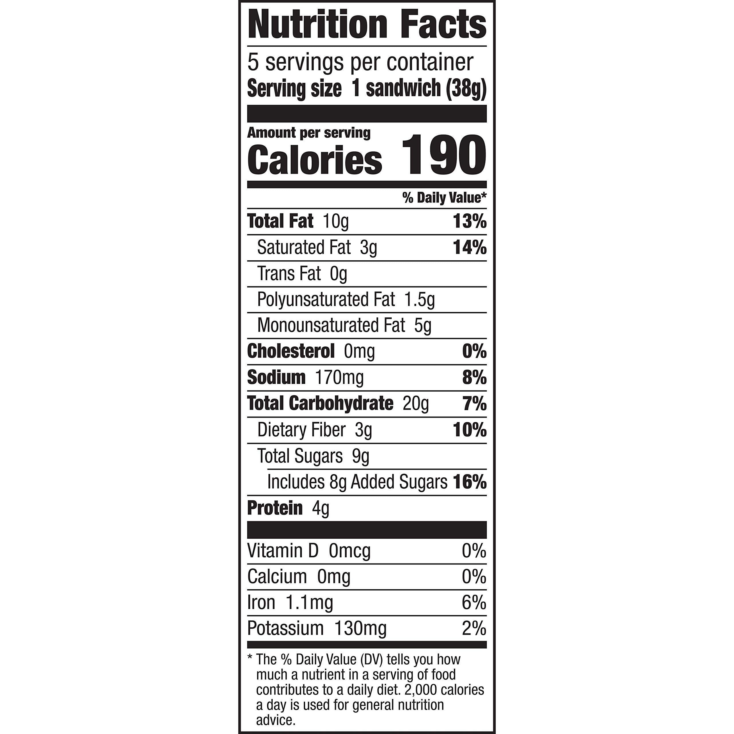 Nature Valley Biscuit Sandwiches open pouch reveals creamy filling for a quick breakfast bite.