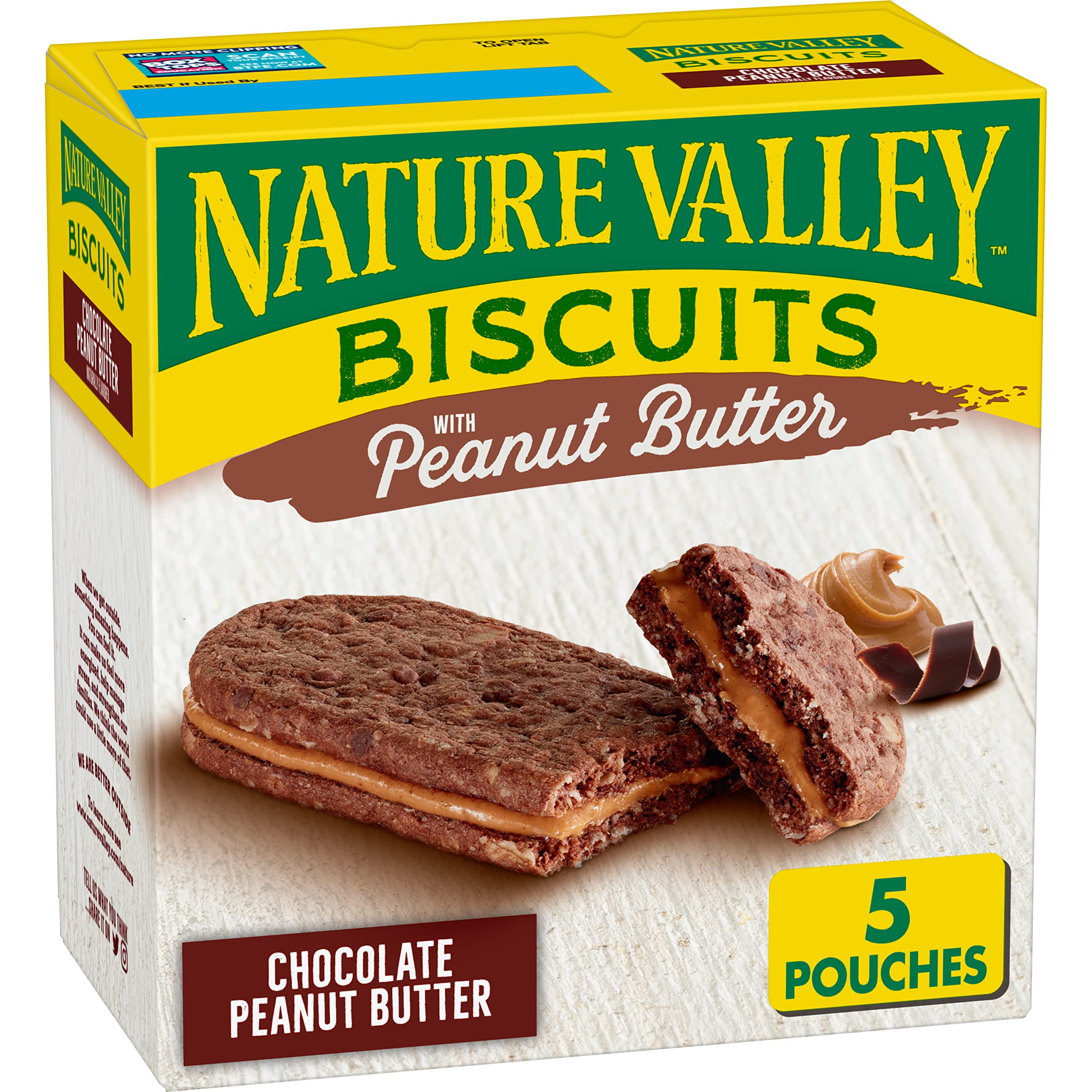 Nature Valley Biscuit Sandwiches front-pack shows wholesome oats and peanut butter for on-the-go snacking.