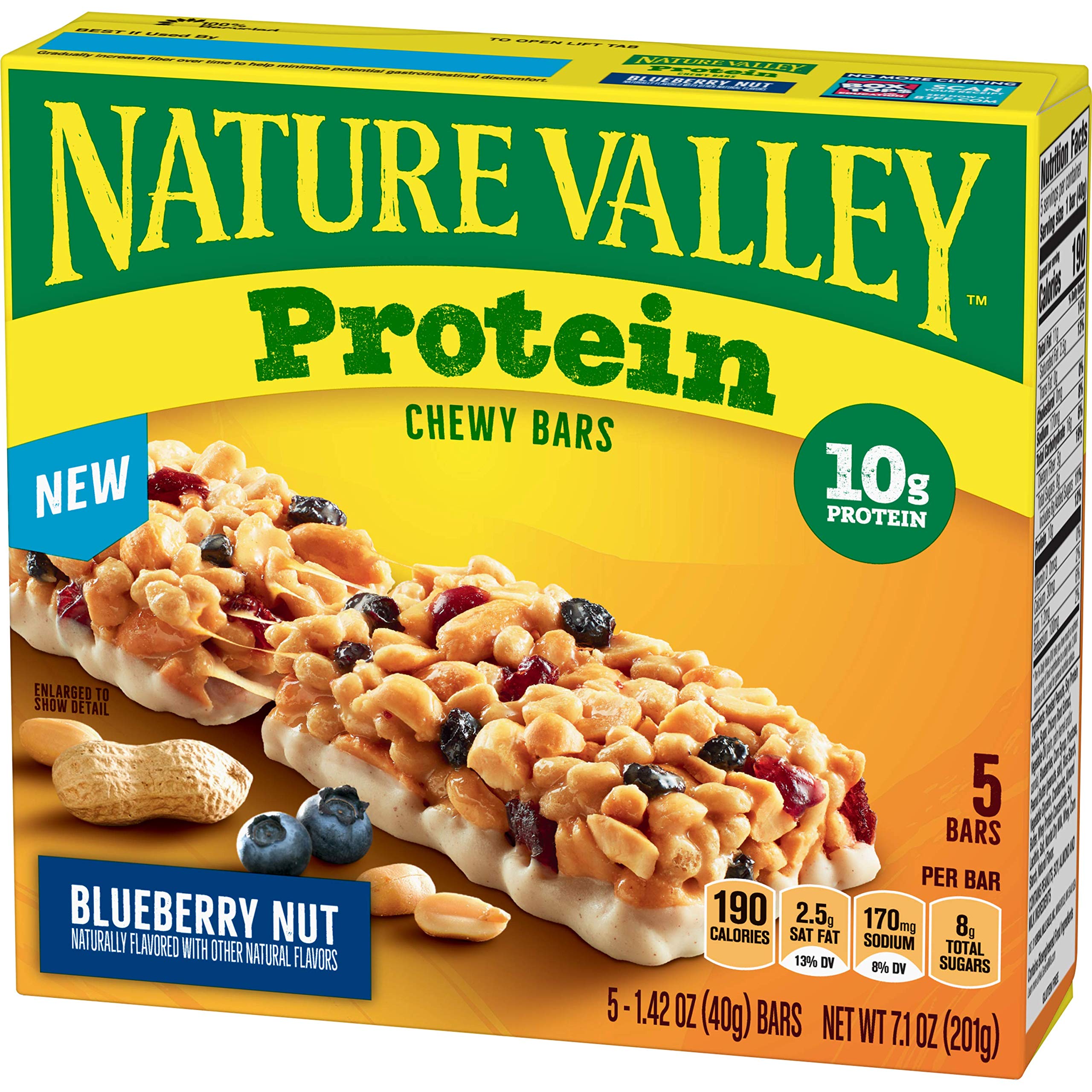 Nature Valley Blueberry Nut protein bars in a pack, ideal for busy mornings.
