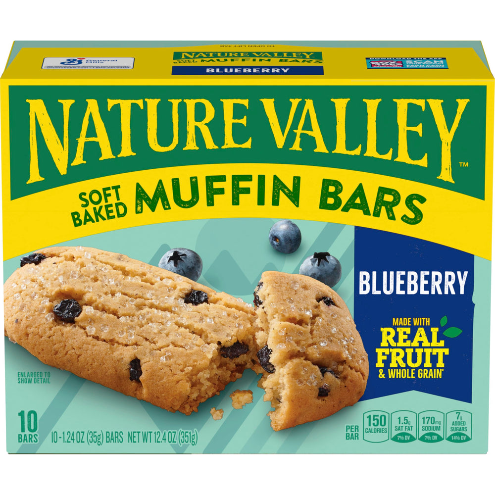 Nature Valley Muffin Bars nutrition panel highlighting whole grain per serving