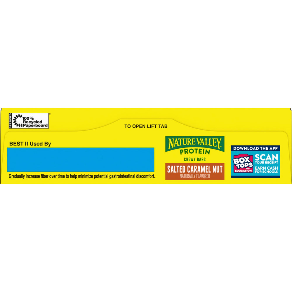 Nature Valley Chewy Protein Bars Salted Caramel Nut 7.1 oz box for pantry use.
