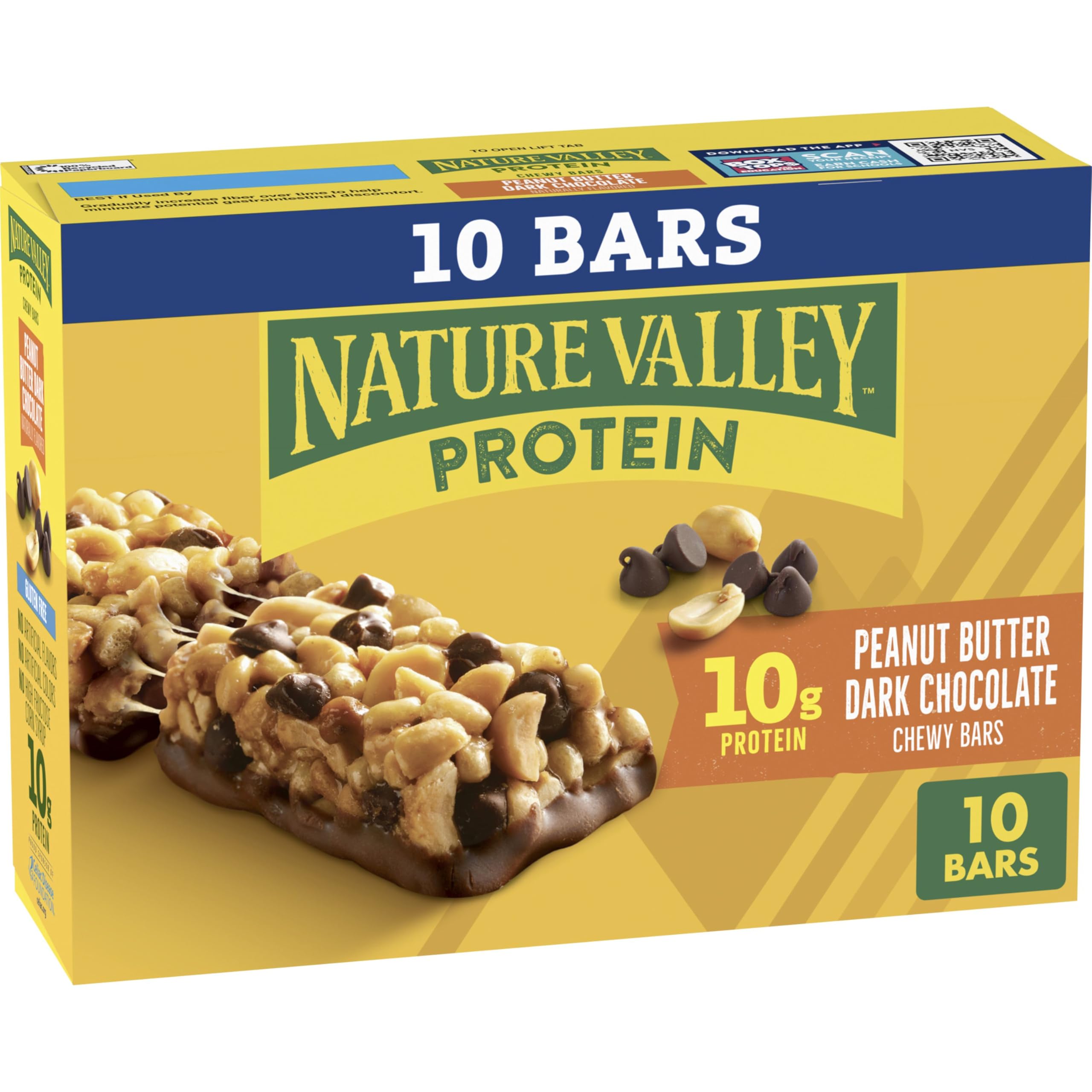 Nature Valley protein granola bars box front for on-the-go energy