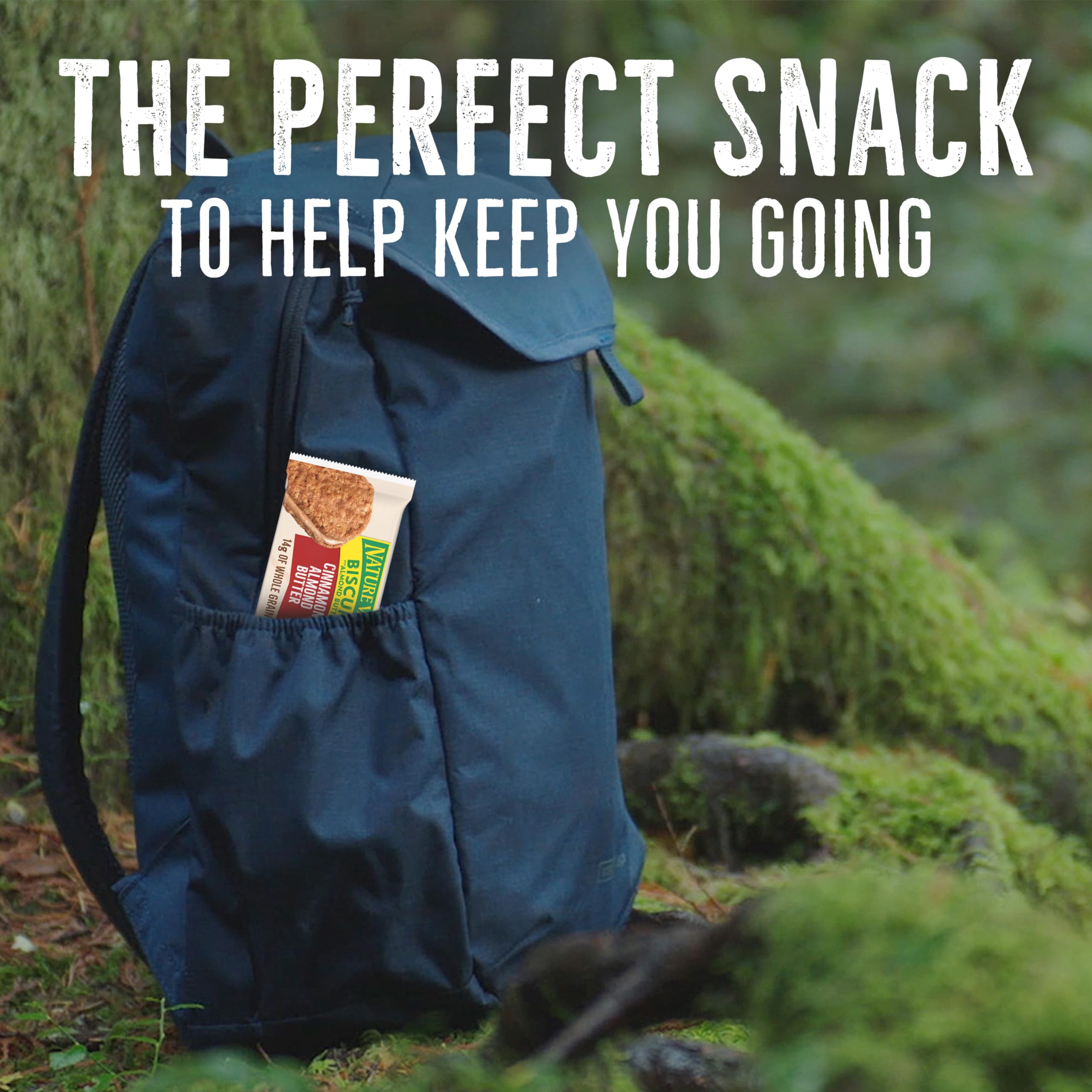 Nature Valley Cinnamon Almond Butter Biscuit Sandwiches on-the-go display for quick snack.