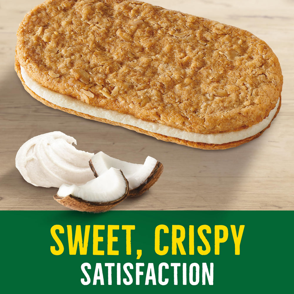 Nature Valley Coconut Butter Biscuit Sandwiches on-the-go, ideal for quick breakfasts.