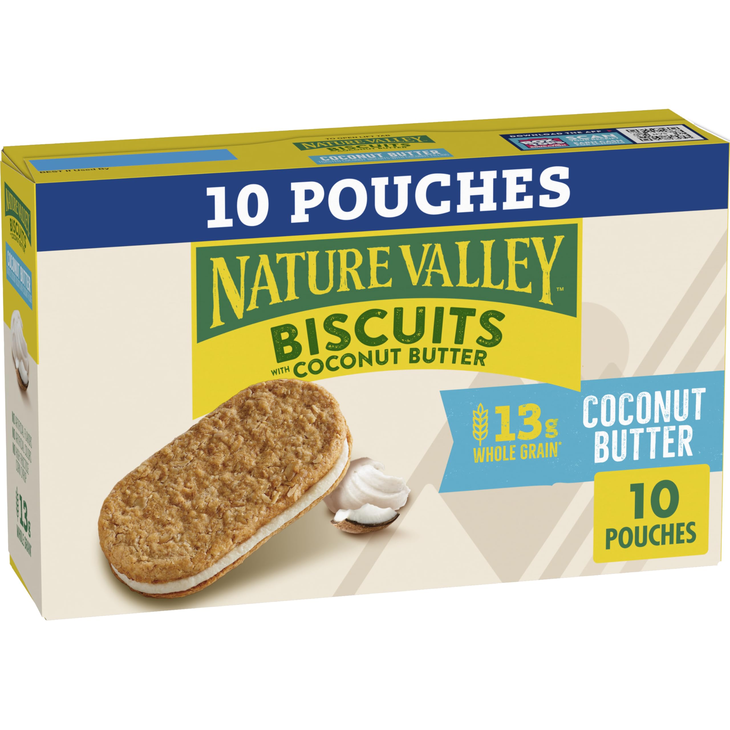 Nature Valley Coconut Butter Biscuit Sandwiches packaging, convenient on-the-go snack.