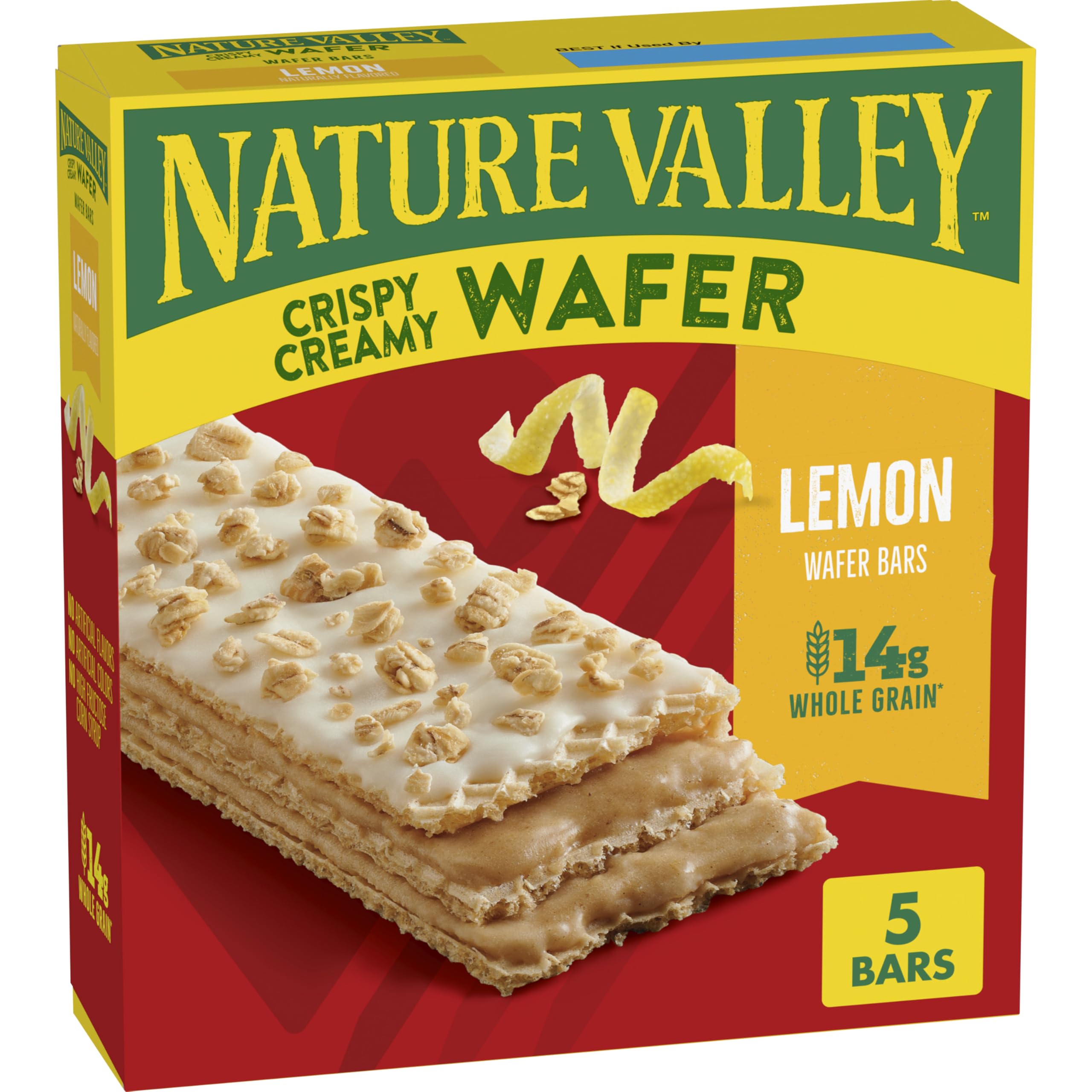 Nature Valley Crispy Creamy Lemon Wafer Bars packaging, ideal for on-the-go snacking.