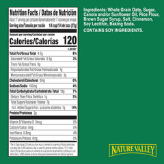 Nature Valley Crunchy Cinnamon Granola clusters close-up highlights whole grain texture