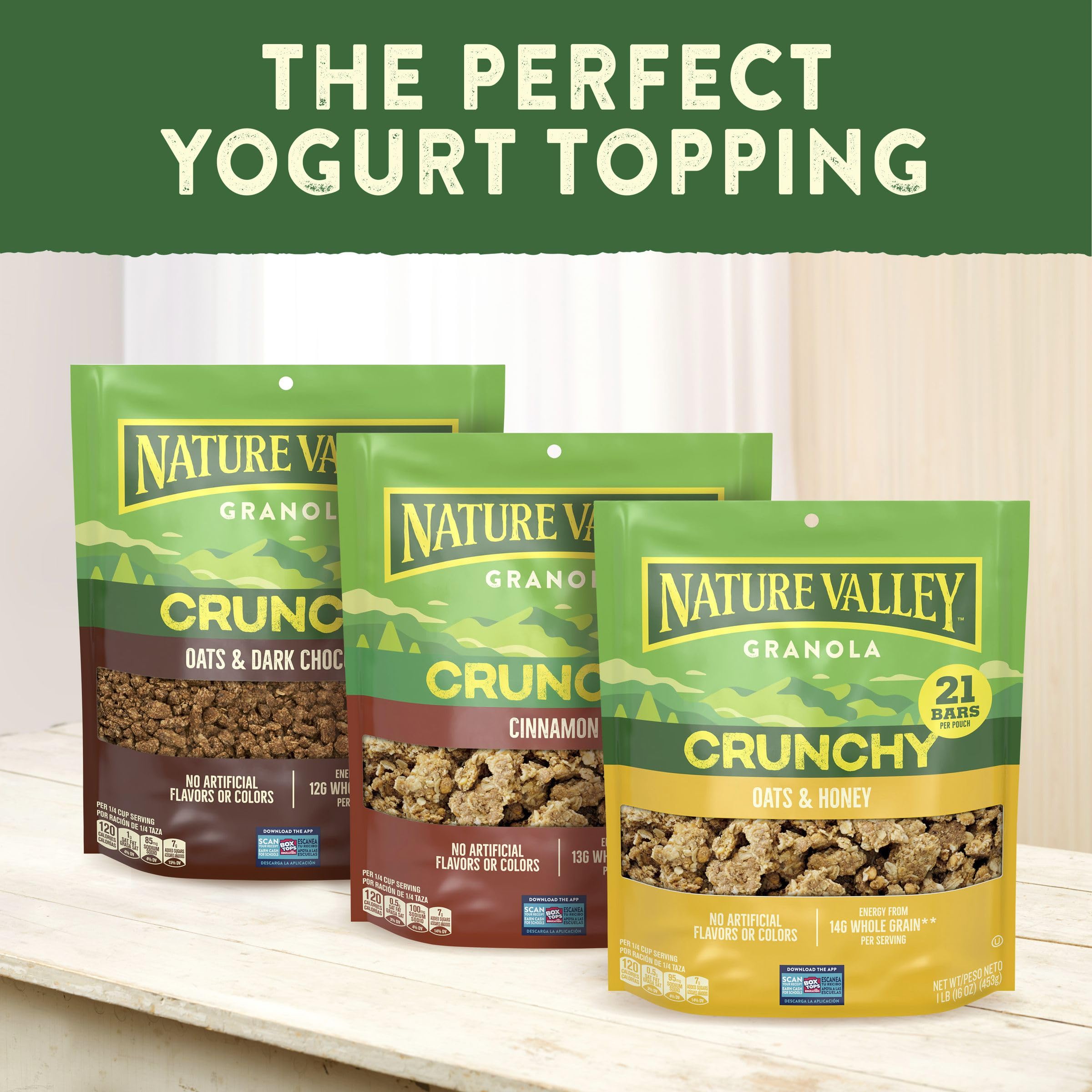 Nature Valley Crunchy Cinnamon Granola breakfast addition with milk